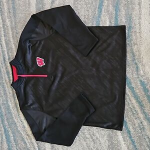 UW Wisconsin Madison Men's Black 1/4 Zip Pullover Sweatshirt Team Apparel. Sz:L